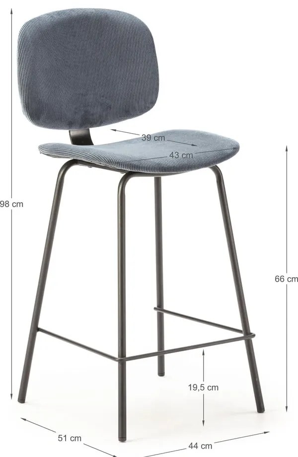 Scaune de bar albastre 2 buc. (înălțime șezut 66 cm) Arus – Marckeric