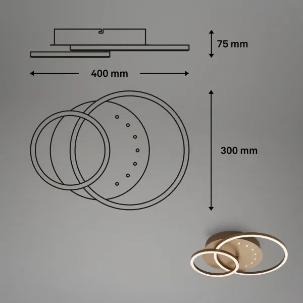 Brilo - Plafonieră LED dimabilă, 26W, 230V, 3000K, maro