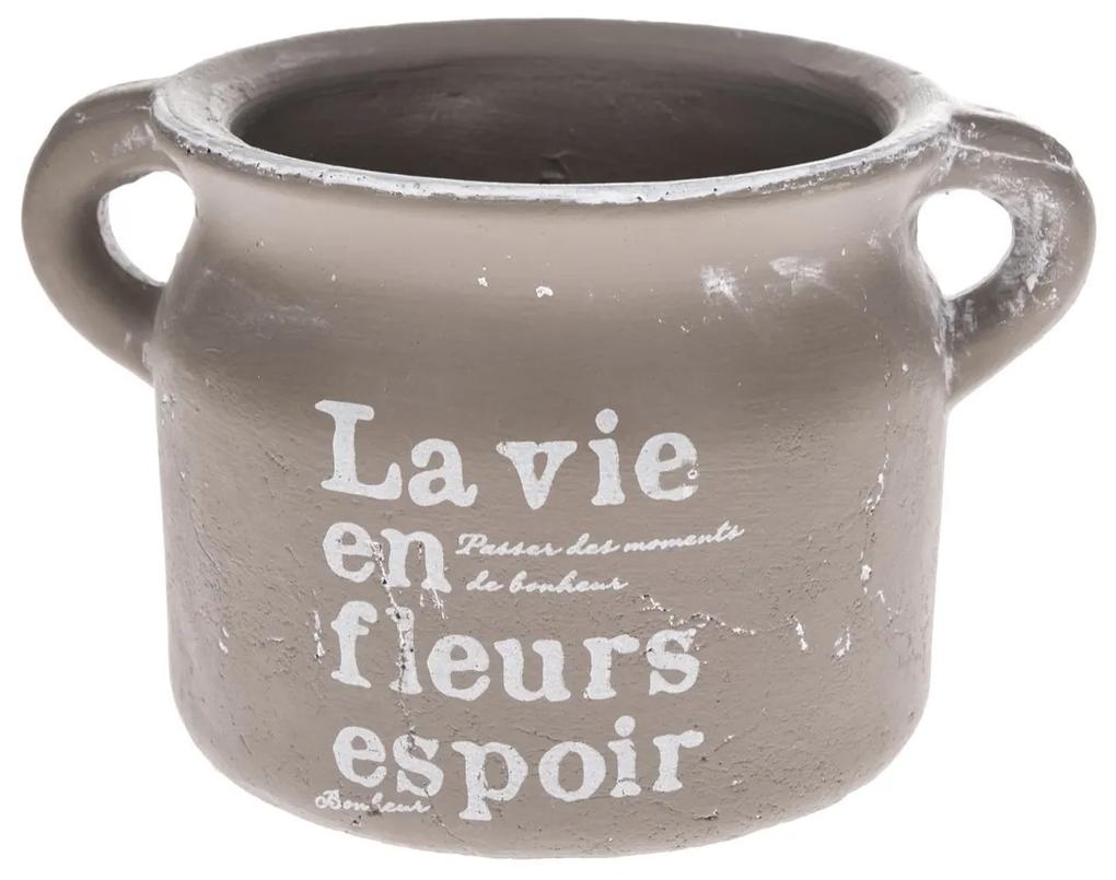 Recipient ceramic de ghiveci La vie, maro, 13,5 x 11 cm