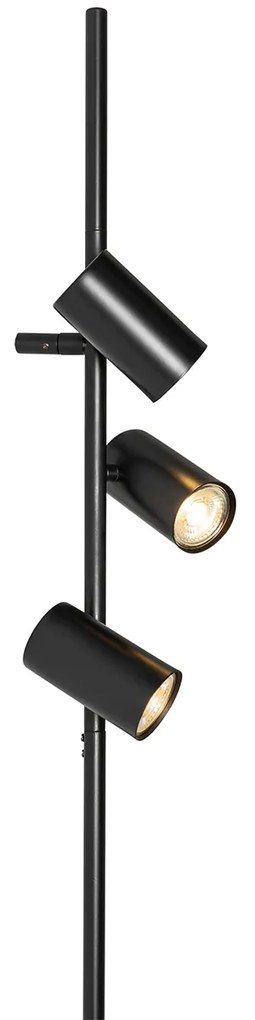 Lampă de perete inteligentă neagră cu întrerupător de picior cu 3 lumini, inclusiv 3 becuri Wifi GU10 de 50mm - Jeana Luxe