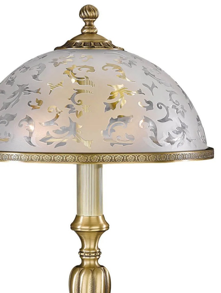 Veioza, Lampa de masa design clasic din alama si sticla 6202
