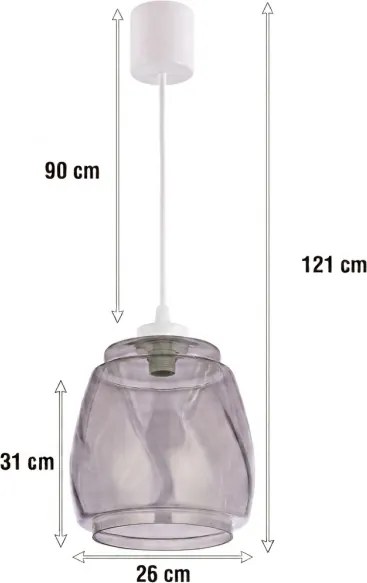 Brilagi - Lustru LED suspendat pe cablu RETRO GLASS 1xE27/60W/230V Ø 26 cm alb/gri fumuriu