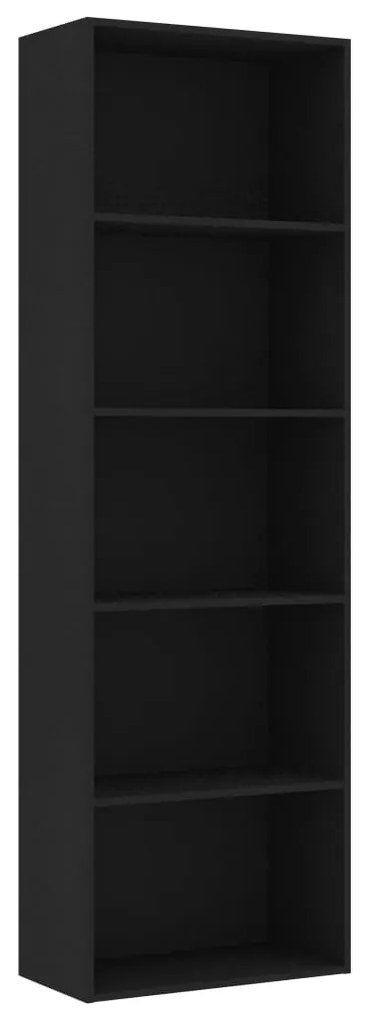 800991 vidaXL Bibliotecă cu 5 rafturi, negru, 60x30x189 cm, PAL