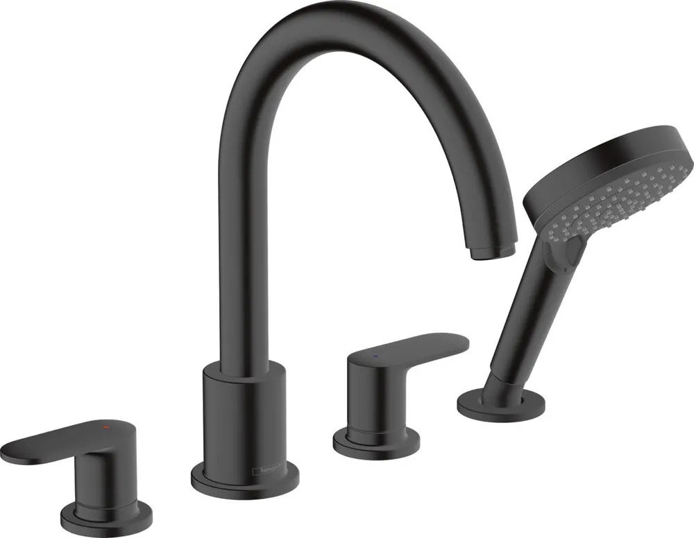 Baterie cada - dus Hansgrohe Vernis Blend 4 elemente negru cu set de dus