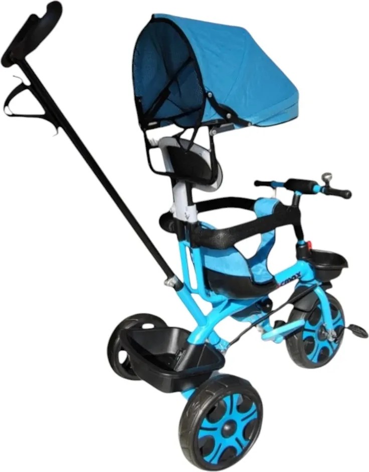 Tricicleta cu copertina detasabila NOVOKIDS™ My first Trike, Roti din spuma cauciucata, Maner de ghidaj pentru parinti, Cadru metalic, Dimensiuni