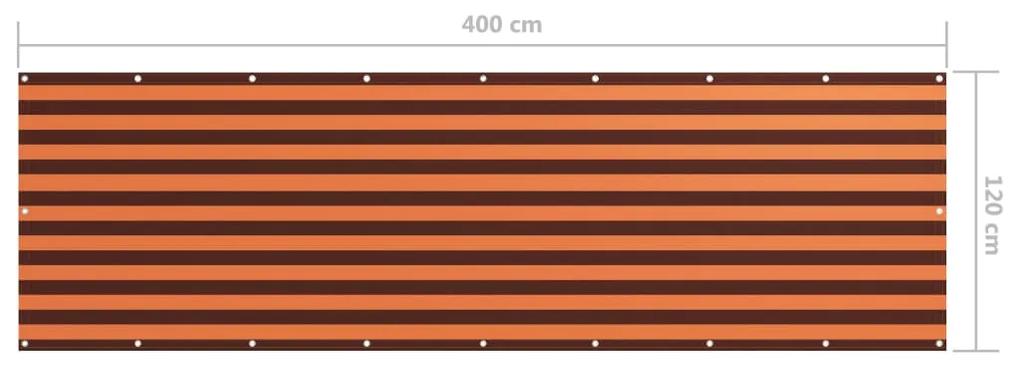 Paravan de balcon portocaliu si maro 120x400 cm tesatura oxford portocaliu si maro, 120 x 400 cm