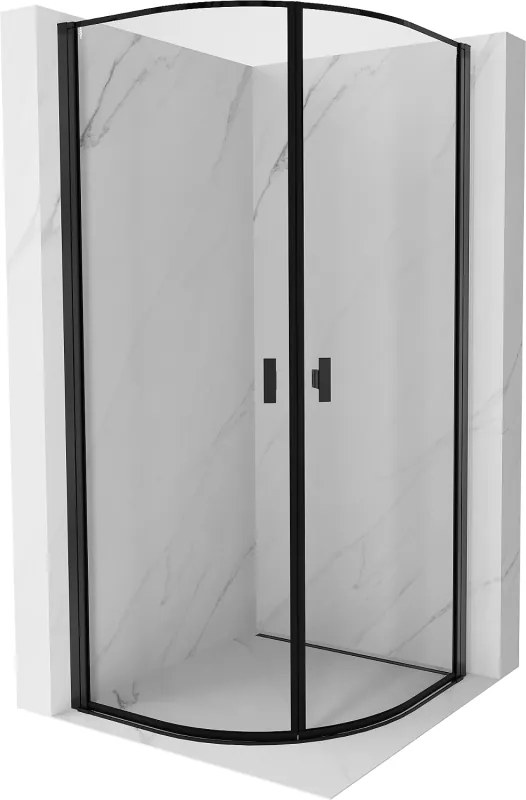 Mexen Mist cabină de duș semicirculară cu deschidere 70 x 70 cm, ramă neagră, neagră - 8A31-070-070-70-70