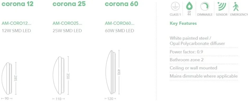 Plafoniera LED baie IP44 Corona 25w 3000k
