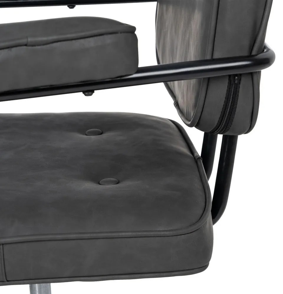 Scaun de birou gri antracit din imitație de piele – Ixia