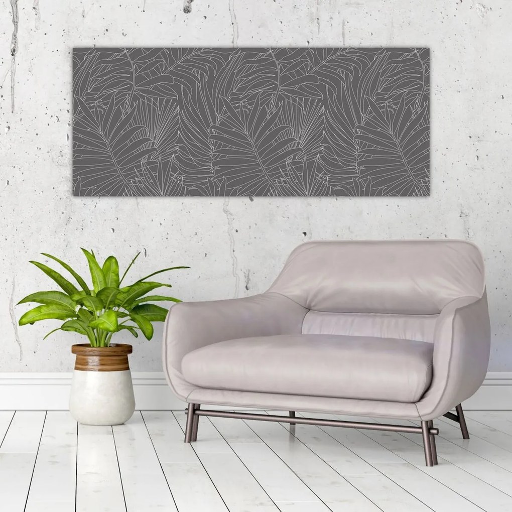 Tablou - Frunze de palmier gri (120x50 cm)
