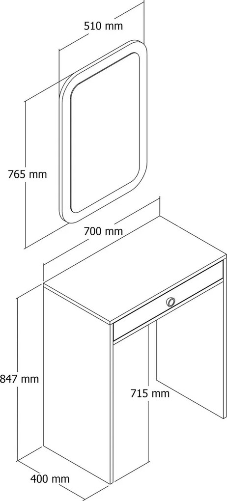 Măsuță de toaletă Lizbon Mirror White