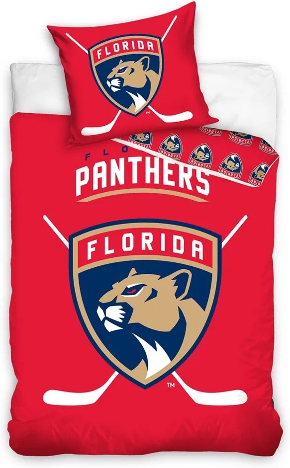 Lenjerie din bumbac luminoasă NHL Florida Panthers, 140 x 200 cm, 70 x 90 cm