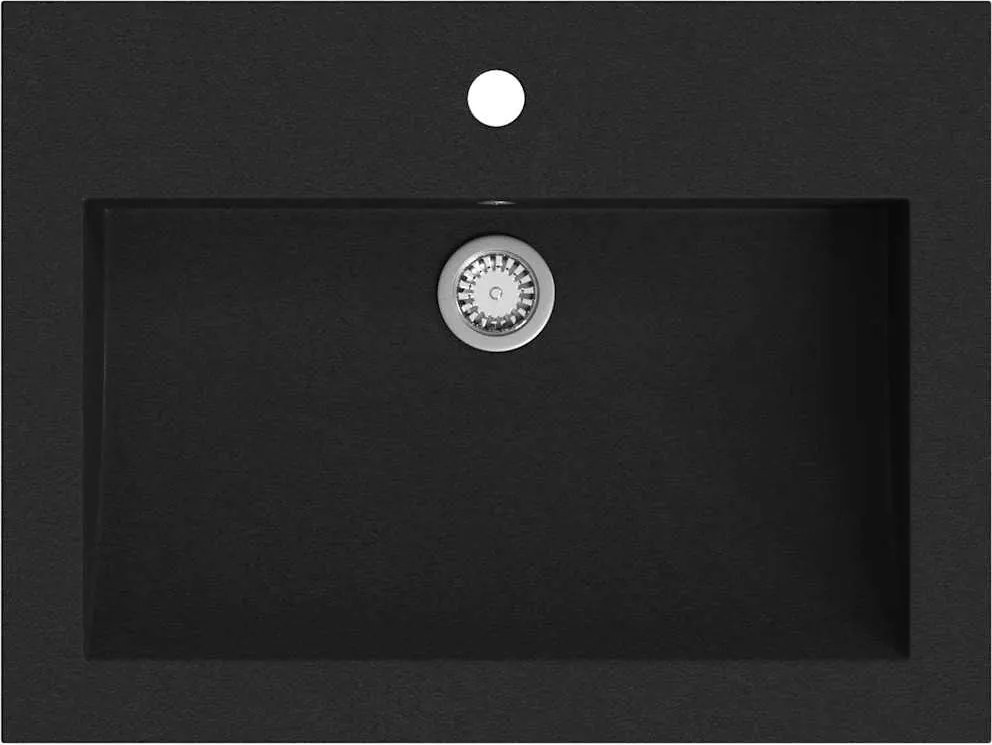 vidaXL Chiuvetă din granit, negru, 600 x 450 x 120 mm