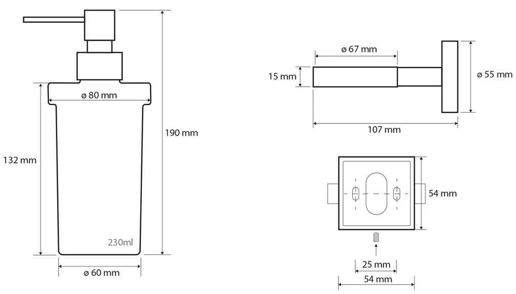 Dozator de săpun SAPHO XQ100 X-Square 250ml, crom