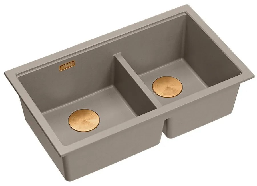 Chiuveta compozit incastrata Quadron Logan 120 bej soft taupe - cupru 76x45 cm
