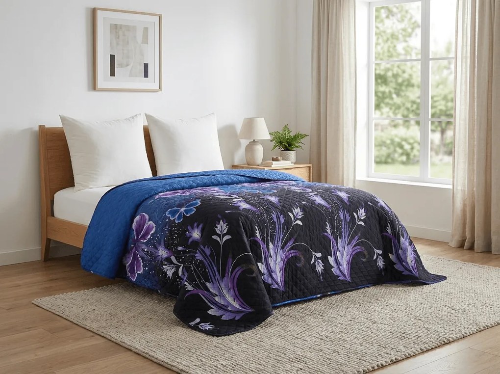 Cuvertura de pat VIOLET BUTTERFLY, albastru inchis Dimensiune: 170 x 210 cm