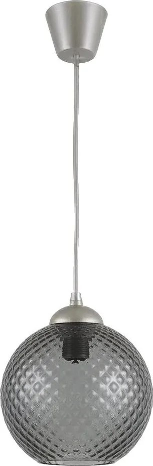 Brilagi - Lustru LED suspendat pe cablu R GLASS, 1xE27/60W/230V, Ø 18 cm, argintiu/gri fumuriu