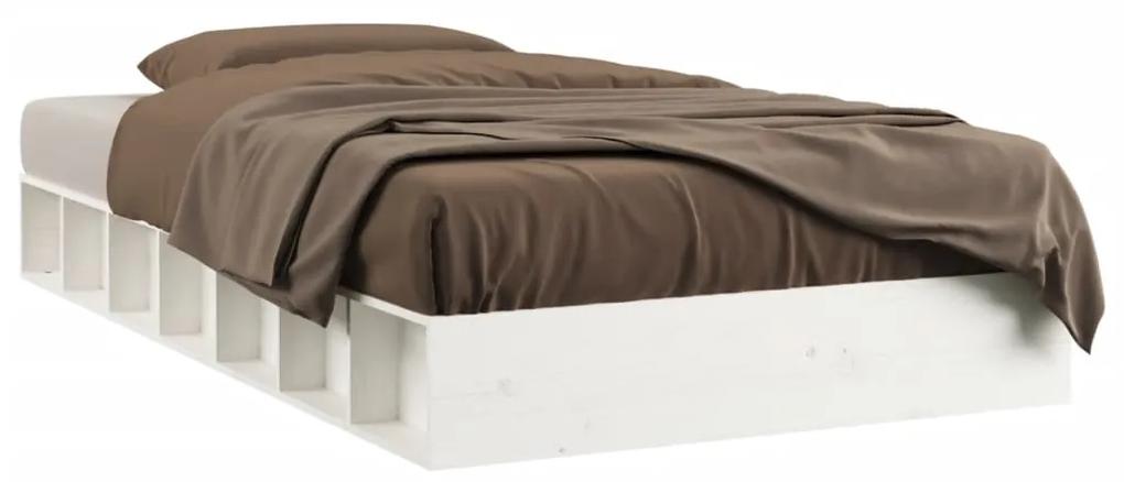 820717 vidaXL Cadru de pat, alb, 140x190 cm, lemn masiv