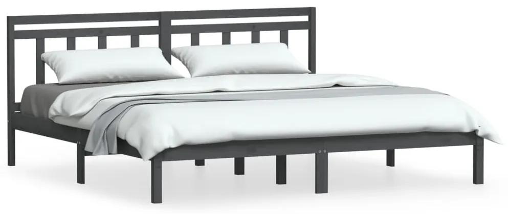 3100611 vidaXL Cadru de pat, gri, 200x200 cm, lemn masiv de pin