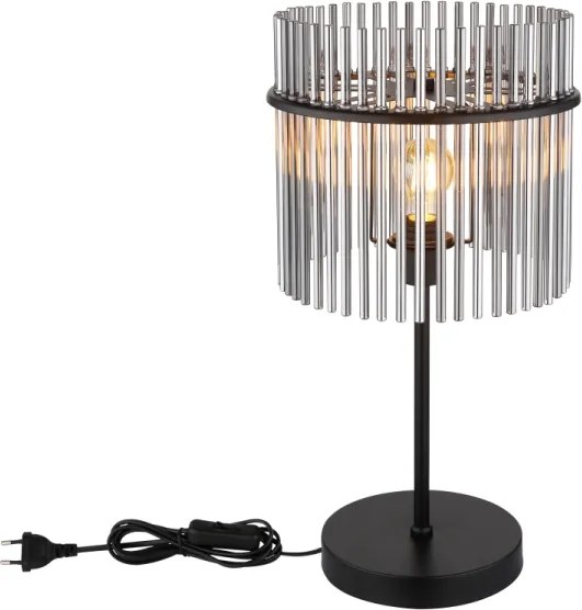 Globo 15698T1 - Lampă de masă GORLEY 1xE14/60W/230V Ø 30 cm neagră