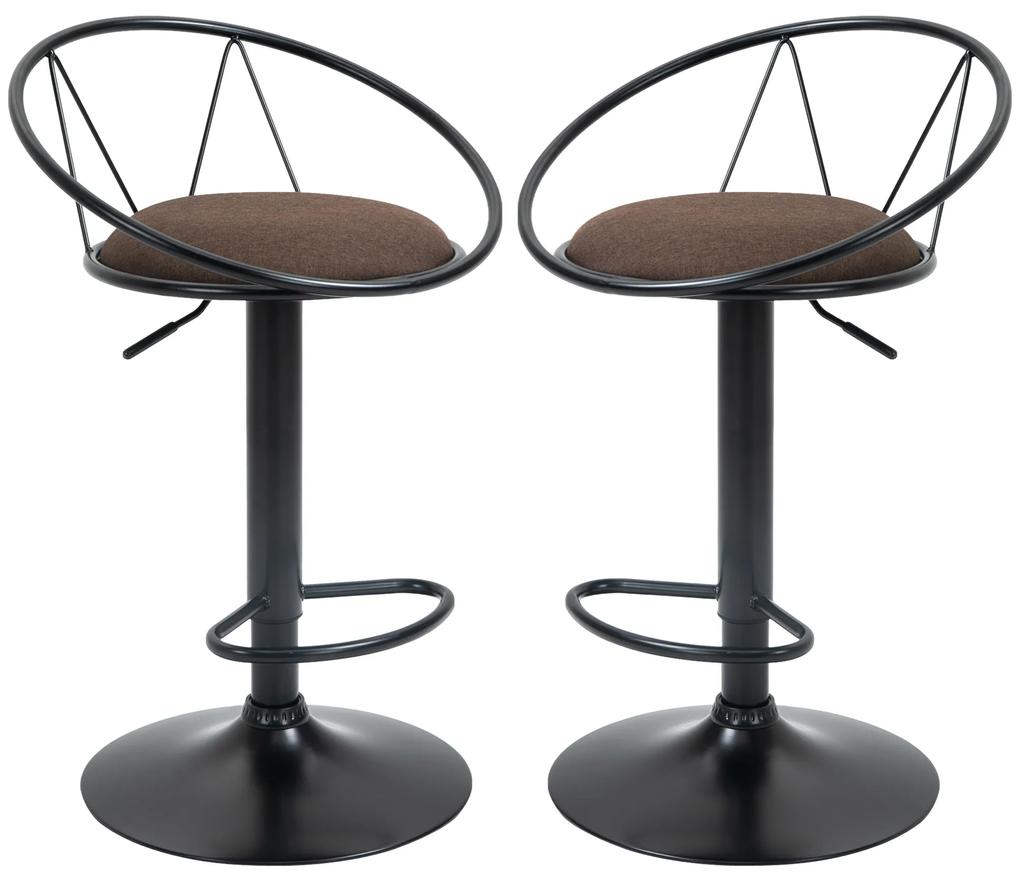 Set 2 scaune bar cu rotire de 360 de grade si suport pentru picioare 51x46x78-100cm HOMCOM | Aosom RO