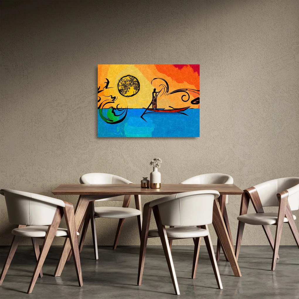 Tablou pe sticlă cu pictură străveche (70x50 cm)