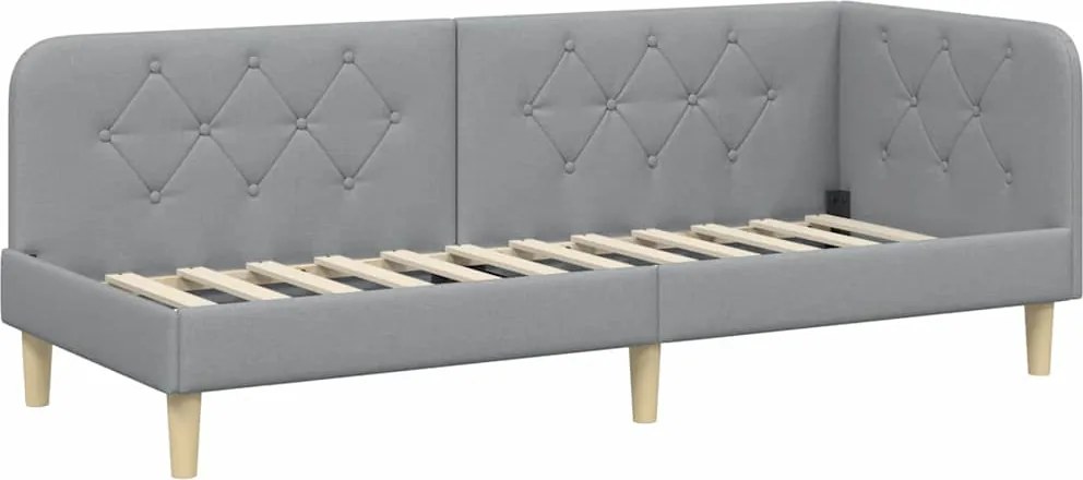 vidaXL Cadru de pat colțar Gri deschis 80 x 200 cm țesătură