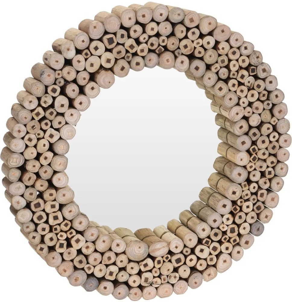 Oglinda decorativa, Home Styling Collection, Lemn/Sticla, 50 cm, Maro
