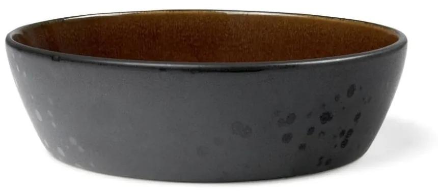 Bol de servire din ceramică și glazură interioară ocru Bitz Mensa, diametru 18 cm, negru