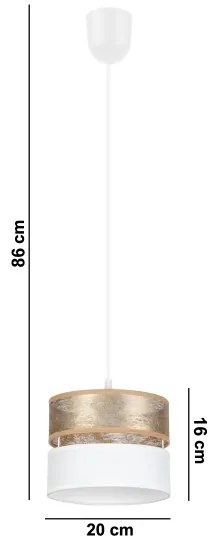Lustră pe cablu LIMA 1xE27/60W/230V aurie/albă