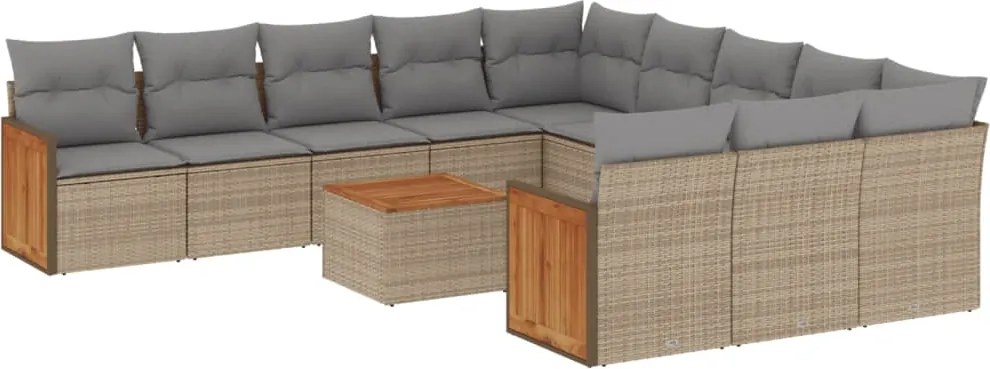 vidaXL Set canapele de grădină cu perne, 12 piese, bej, poliratan