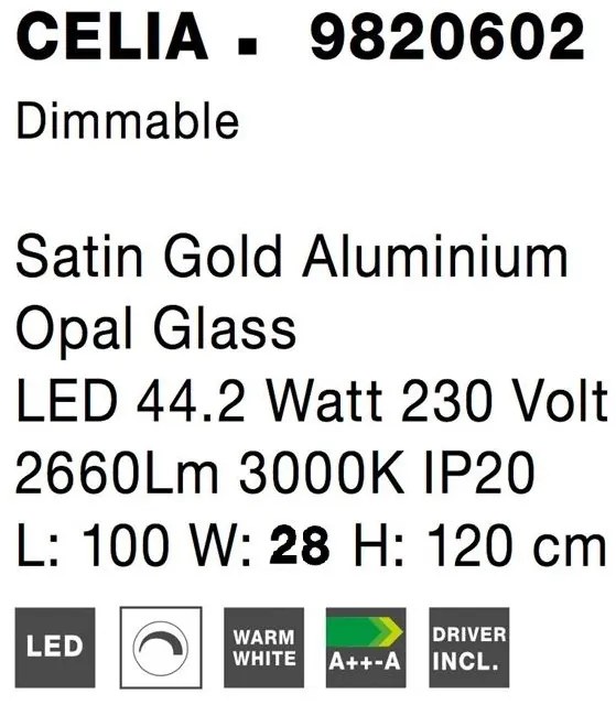 Lustra LED dimabila cu telecomanda design modern Celia auriu