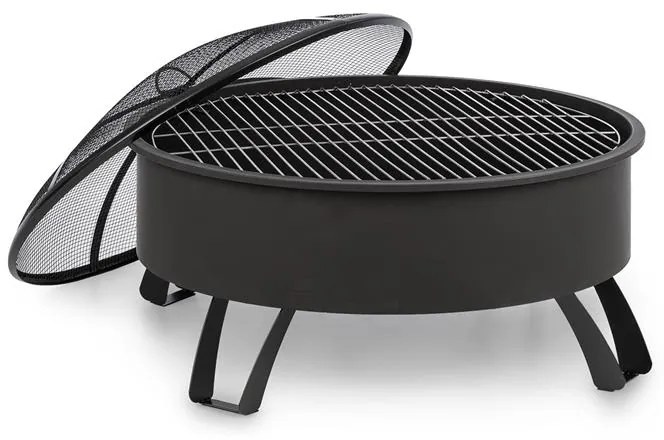 Blumfeldt Oreos, bol de foc 2-în-1, Ø75cm, scânteie Ø68cm, grill, fontă, negru