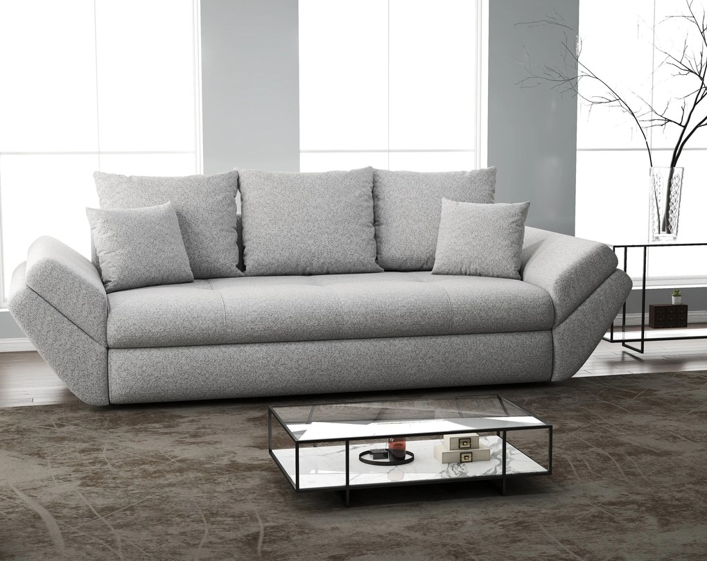 Canapea extensibilă dumonde cu ladă de depozitare si sezut confortabil din spuma high-density, Loana Euphoria Dove 250x100 cm