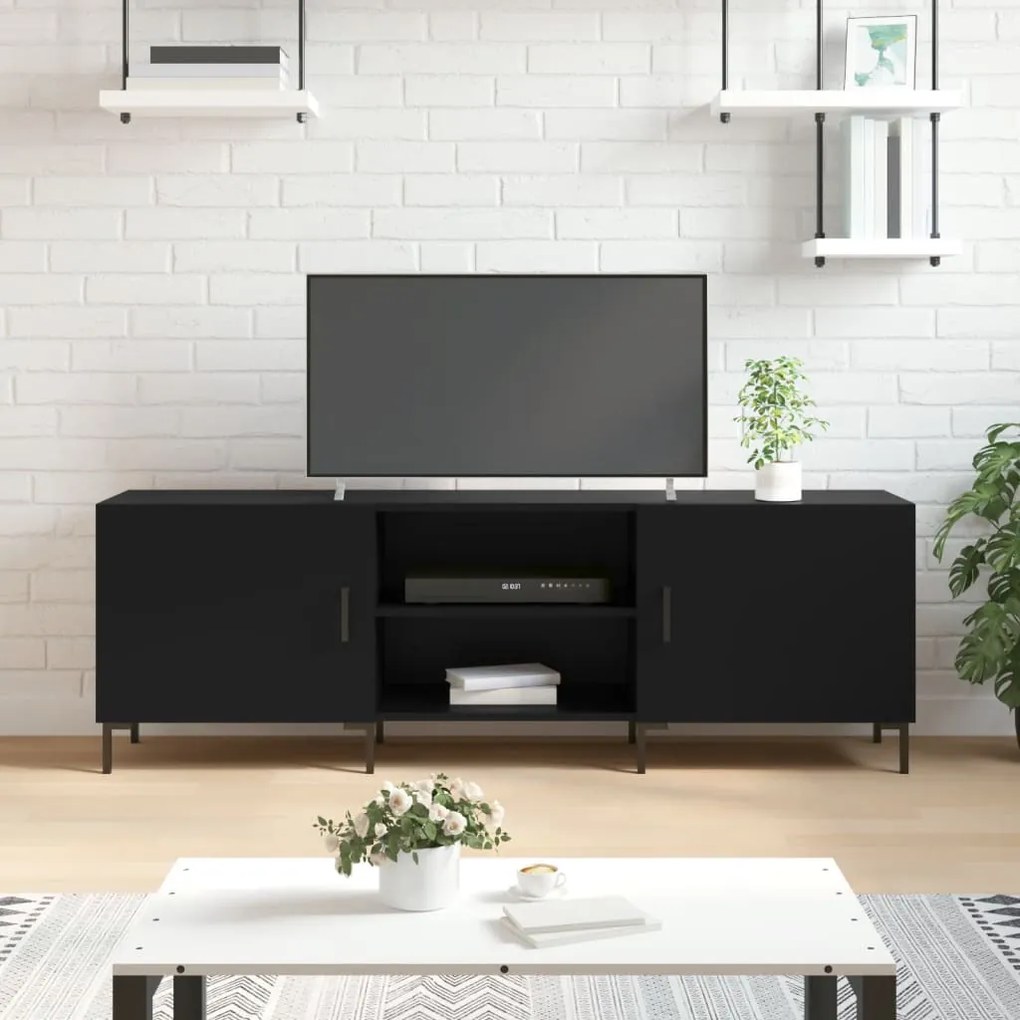 829101 vidaXL Comodă TV, negru, 150x30x50 cm, lemn compozit