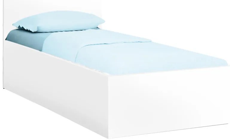 Pat de o persoana alb, SOFIA 90 x 200 cm Saltele: Cu saltele Somnia 18 cm, Somiera pat: Cu lamele curbate