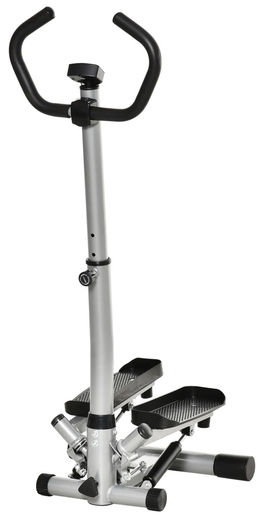 HOMCOM Stepper cu Monitor LCD, Mânere Reglabile și Benzi Elastice, Negru și Argintiu | Aosom Romania