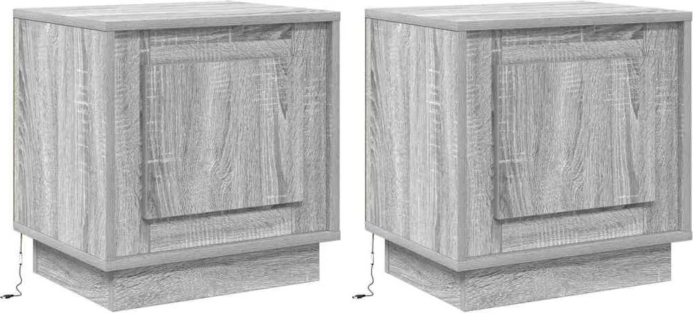 vidaXL Dulap de noapte 2 pcs Gri 44 x 34,5 x 45 cm Lemn compozit