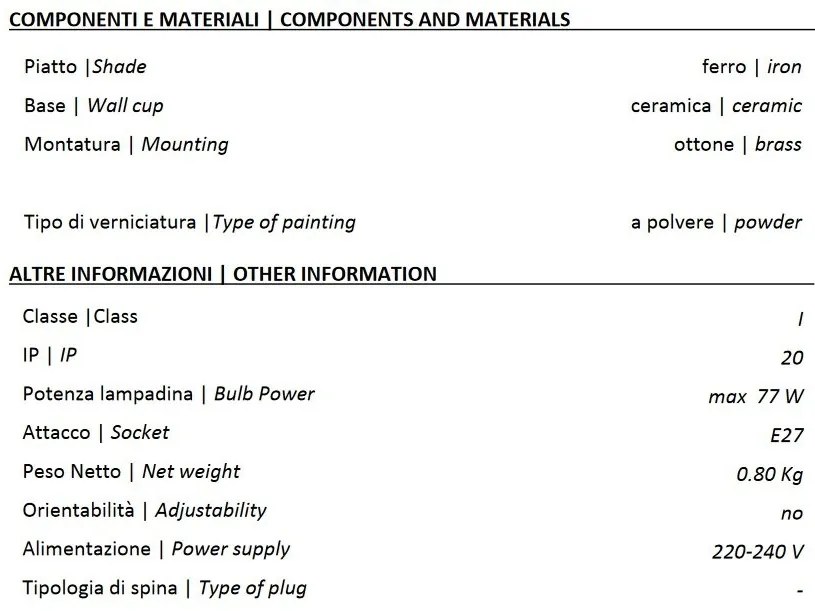 Aplica de perete design clasic realizata manual POTENZA