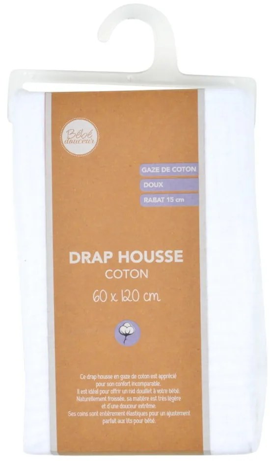 Cearceaf pentru copii din muselină pentru pătuț cu elastic 60x120 cm – Bébé Douceur