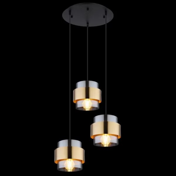Lustră pe cablu MILEY 3xE27/60W/230V neagră/alamă Globo 15560-3H