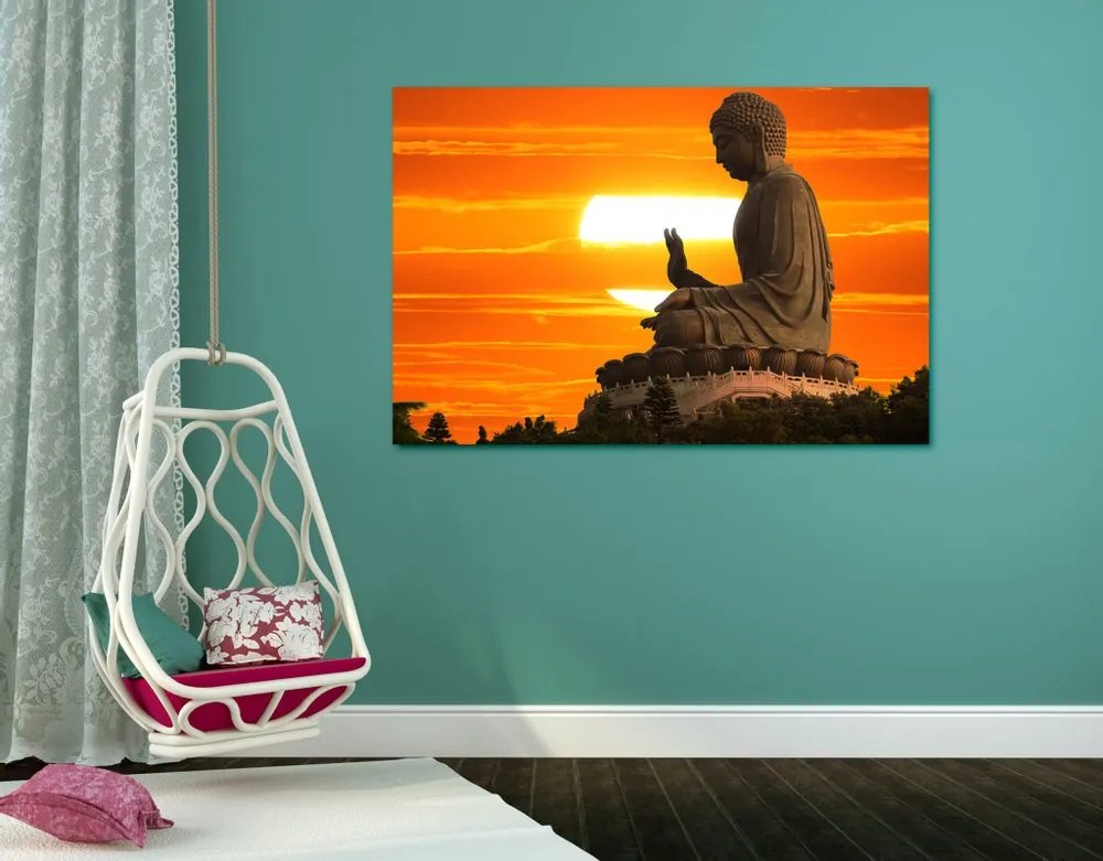 Tablou statuia lui Budha la apus de soare