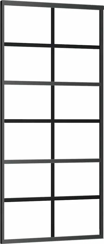 vidaXL Ușă glisantă, negru, 90x205 cm, sticlă ESG și aluminiu