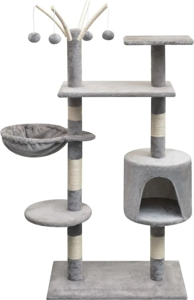 vidaXL Ansamblu pentru pisici cu funie de sisal, 125 cm, gri