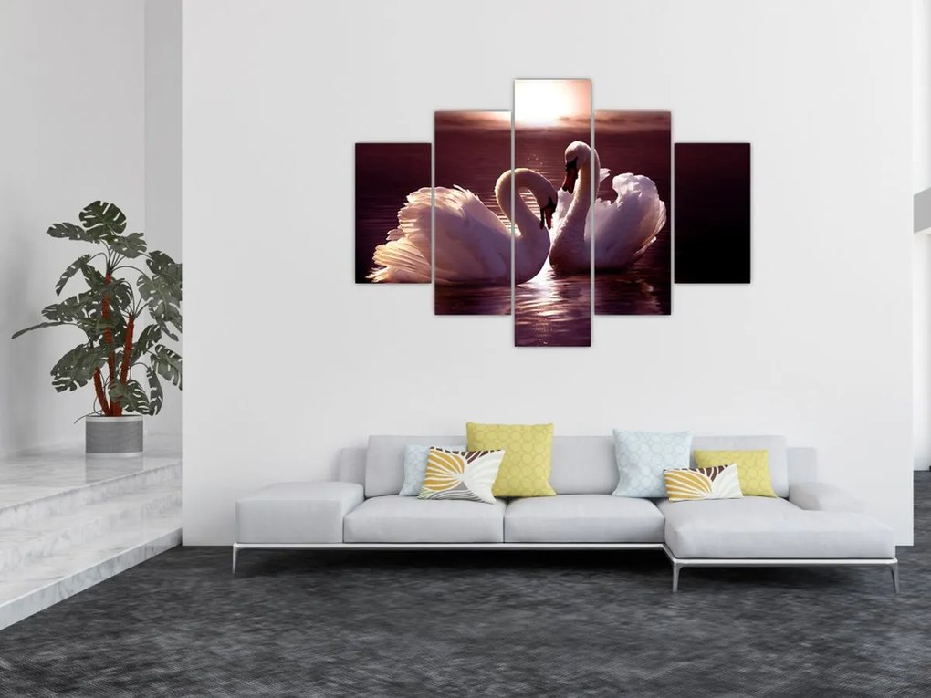 Tablou - Lebede pe lac (150x105 cm)