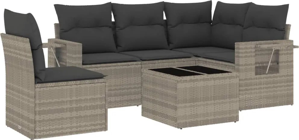 vidaXL Set canapele de grădină cu perne, 6 piese gri deschis poliratan