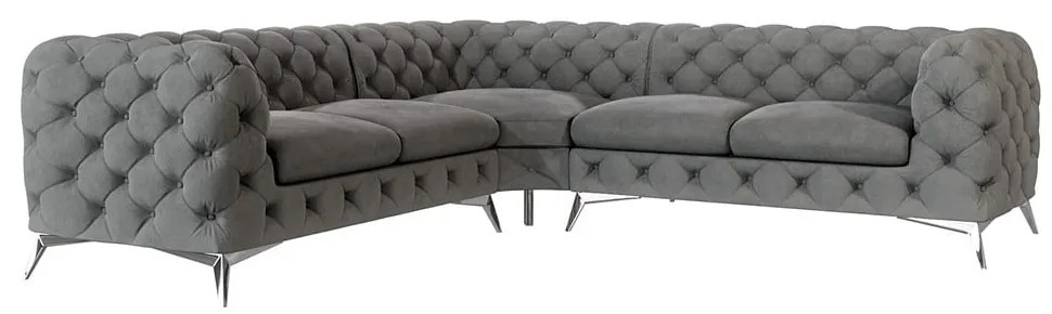 Colțar gri cu tapițerie din catifea Chelsea – Ropez