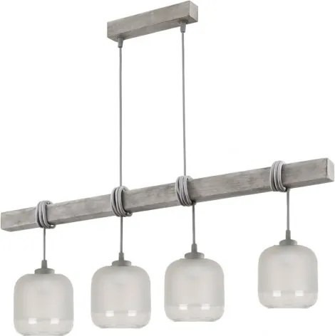 Brilagi - Candelabru suspendat pe cablu WOOD GLASS 4xE27/60W/230V pin/gri/alb