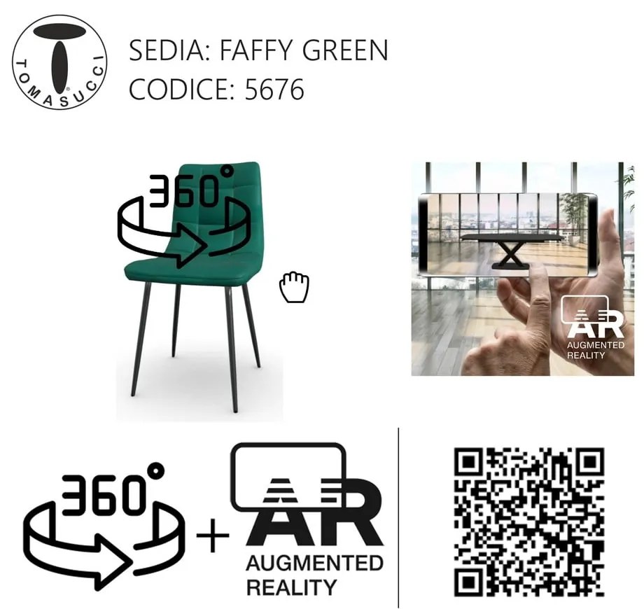 Scaune de dining verde 2 buc. din catifea Faffy – Tomasucci