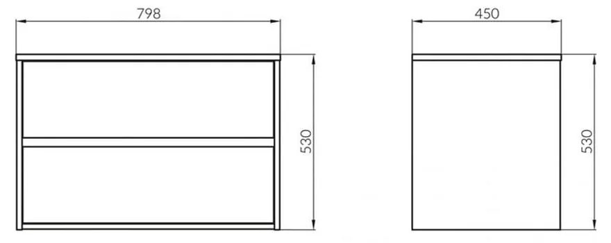 Dulap pentru lavoar, 53x79x45 cm, 2 sertare, alb
